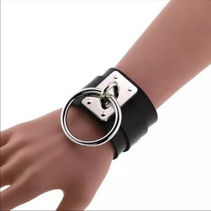 NEW! Black Leather Bracelet Cuff with O-Ring